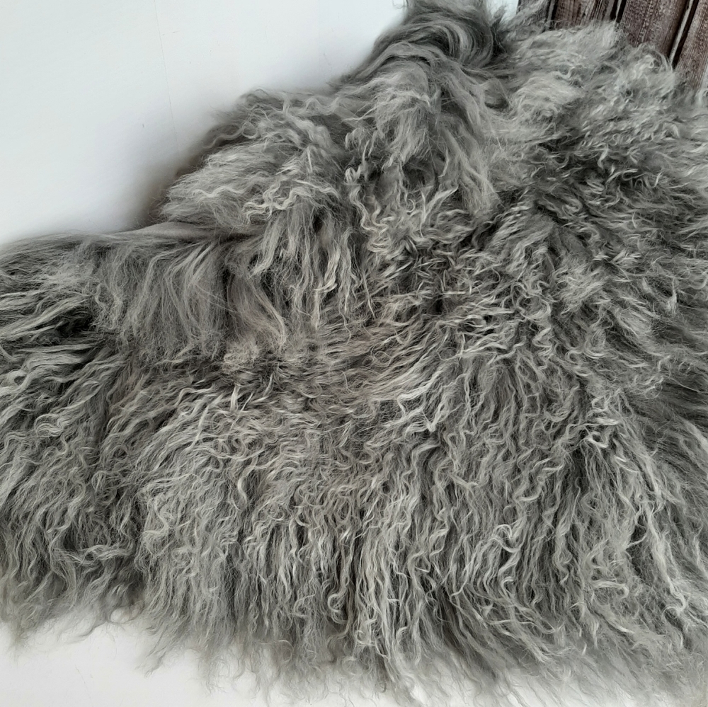 Williams Sonoma Genuine Mongolian 20" Pillow Cover Gray